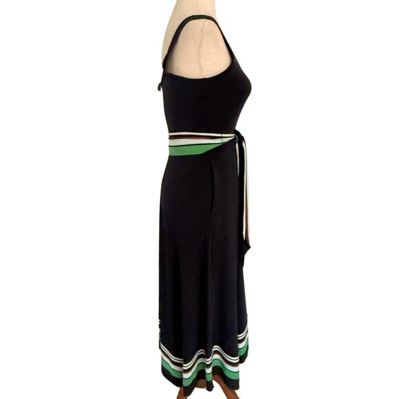 NWT White House Black Market Black Green Tank A-line Dress Sleeveless XXS Midi - Picture 3 of 13
